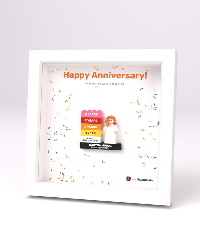 Уся рамка: «Happy Anniversary!», логотип і побажання на фоні