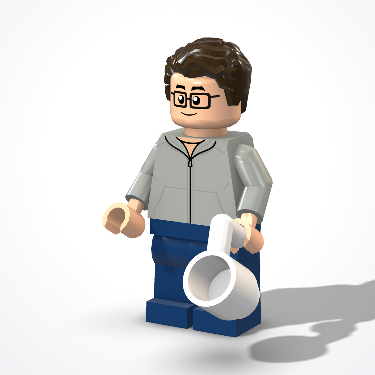 Фигурка программиста из деталей конструктора — вид ¾ справа